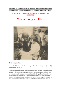 Discurso de Federico García Lorca: "Medio pan y un libro"