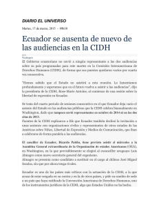 Ecuador se ausenta de nuevo de las audiencias en la CIDH
