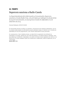 Supercom sanciona a Radio Canela EL TIEMPO