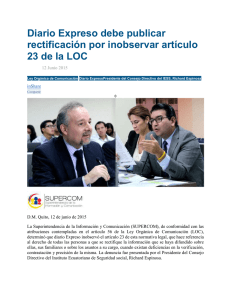 Diario Expreso debe publicar rectificación por inobservar artículo 23 de la LOC