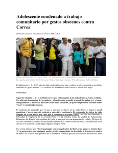 Adolescente condenado a trabajo comunitario por gestos obscenos contra Correa