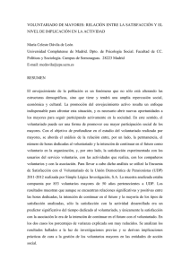 VOLUNTARIADO DE MAYORES: RELACIÓN ENTRE LA SATISFACCIÓN Y EL