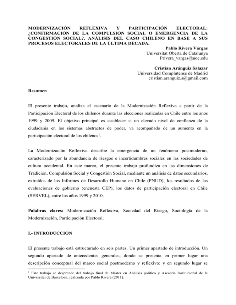 MODERNIZACIÓN REFLEXIVA Y PARTICIPACIÓN