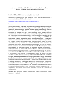 Patrones de actividad científica de los diversos sectores institucionales en... Sistema Español de Ciencia, Tecnología e Innovación