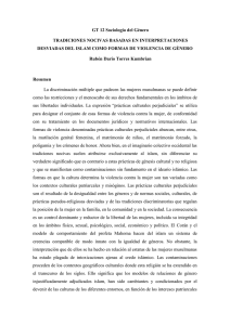 GT 12 Sociología del Género TRADICIONES NOCIVAS BASADAS EN INTERPRETACIONES