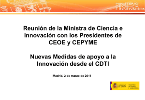 Medidas de apoyo a la Innovaci n desde el CDTI
