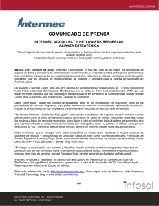 COMUNICADO DE PRENSA INTERMEC, VOCOLLECT Y NETLOGISTIK REFUERZAN ALIANZA ESTRATÉGICA