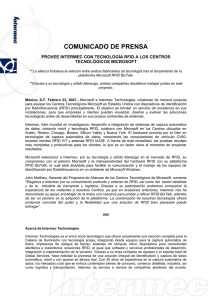 COMUNICADO DE PRENSA PROVEE INTERMEC CON TECNOLOGÍA RFID A LOS CENTROS
