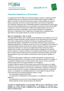 EDICIÓN N°19  Organismos Reguladores en Biotecnología