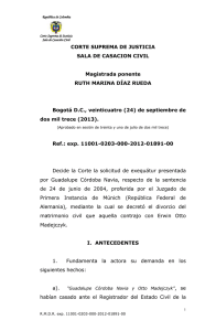 CORTE SUPREMA DE JUSTICIA SALA DE CASACION CIVIL  Magistrada ponente