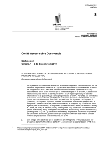 S Comité Asesor sobre Observancia Sexta sesión – 2 de diciembre de 2010