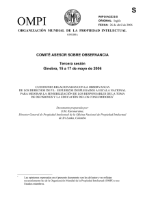 OMPI S COMITÉ ASESOR SOBRE OBSERVANCIA Tercera sesión