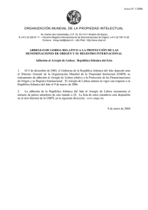 ORGANIZACIÓN MUNDIAL DE LA PROPIEDAD INTELECTUAL  Aviso N. 1/2006