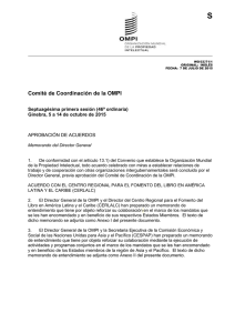 S Comité de Coordinación de la OMPI Septuagésima primera sesión (46ª ordinaria)