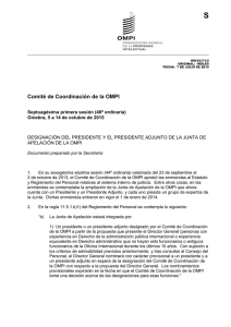 S Comité de Coordinación de Ia OMPI Septuagésima primera sesión (46ª ordinaria)