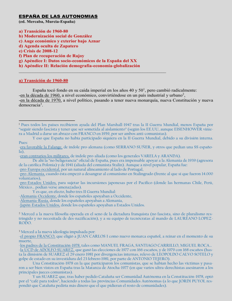 ESPA A DE LAS AUTONOMIAS A Transici n De 1960 80