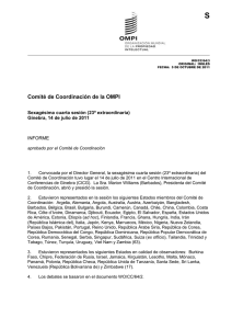 S Comité de Coordinación de la OMPI Sexagésima cuarta sesión (23ª extraordinaria)