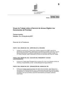 S Grupo de Trabajo sobre el Servicio de Acceso Digital a... Documentos de Prioridad Tercera reunión