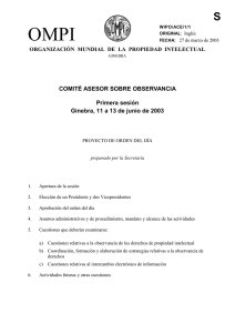 OMPI S COMITÉ ASESOR SOBRE OBSERVANCIA Primera sesión