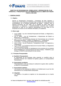 Directiva de Programaci n, Formulaci n y Aprobaci n del Plan Operativo, y Presupuesto de las Empresas bajo el mbito de FONAFE para el a o 2006.