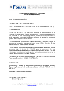 Directiva de Formulaci n y Aprobaci n del Plan Operativo y Presupuesto de las Empresas bajo el mbito de FONAFE para el a o 2005