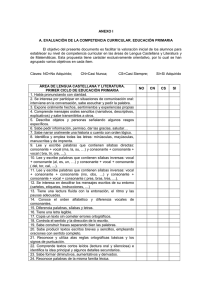 ANEXO I A. EVALUACIÓN DE LA COMPETENCIA CURRICULAR. EDUCACIÓN PRIMARIA