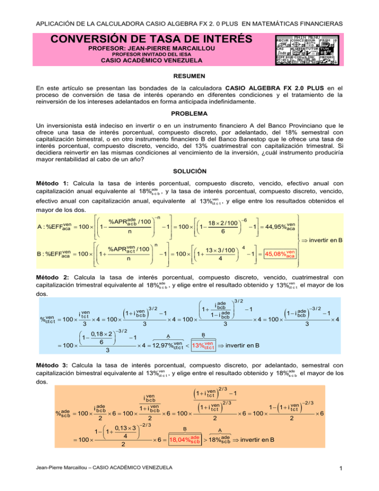 CONVERSIÓN DE TASA DE INTERÉS