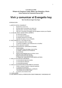 Vivir y comunicar el Evangelio hoy