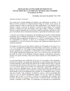 MENSAJE DEL SANTO PADRE BENEDICTO XVI (11 de febrero de 2012)