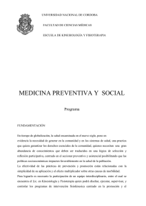 MEDICINA PREVENTIVA Y  SOCIAL  Programa