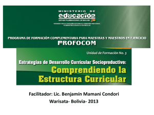 Facilitador: Lic. Benjamín Mamani Condori Warisata- Bolivia- 2013