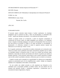 ESTABLECIMIENTO: Instituto Superior de Profesorado N* 7 SECCIÓN: Primaria