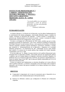 INSTITUTO DE PROFESORADO Nº 7 CARRERA: ADMINISTRACIÓN EDUCATIVA ARGENTINA