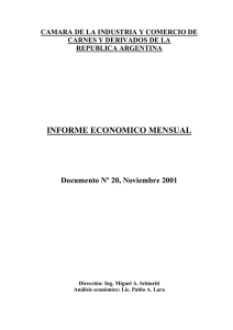 INFORME ECONOMICO MENSUAL  Documento Nº 20, Noviembre 2001