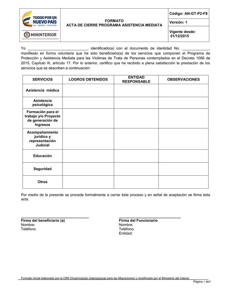 Formato 8 Acta De Cierre Doc