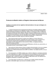 Protocolo de Madrid relativo al Registro Internacional de Marcas Unión Europea