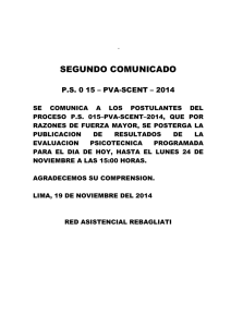 SEGUNDO COMUNICADO  P.S. 0 15 – PVA-SCENT – 2014