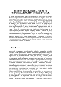 EL EFECTO BOOMERANG DE LA NOCIÓN  DE COMPETENCIA: EDUCACIÓN-EMPRESA-EDUCACIÓN.