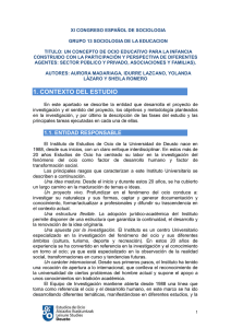 XI CONGRESO ESPAÑOL DE SOCIOLOGIA  GRUPO 13 SOCIOLOGIA DE LA EDUCACION