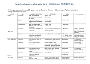 Cronograma tentativo- Maestría en Educación y Extensión Rural- 2014