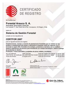 Certificado MFS (Español) - Forestal Arauco S.A. (Zona Norte, Zona Centro y Zona Sur)
