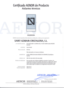 Certificado AENORde Producto Aislantestérmicos SAINT-GOBAIN