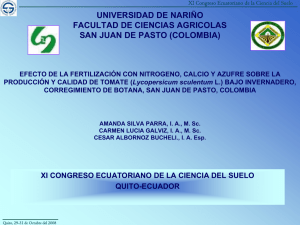 UNIVERSIDAD DE NARIÑO FACULTAD DE CIENCIAS AGRICOLAS S S O (CO O