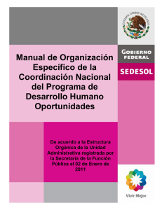 MANUAL DE ORGANIZACIÓN ESPECÍFICO DE LA COORDINACIÓN NACIONAL DEL PROGRAMA DE DESARROLLO HUMANO OPORTUNIDADES