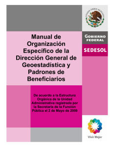 MANUAL DE ORGANIZACIÓN ESPECIFICO DE LA DIRECCIÓN GENERAL DE GEOESTADÍSTICA Y PADRONES DE BENEFICIARIOS