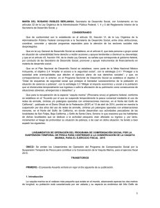 LINEAMIENTOS DE OPERACIÓN DEL PROGRAMA DE COMPENSACIÓN SOCIAL POR LA SUSPENSIÓN TEMPORAL DE PESCA PARA CONTRIBUIR A LA CONSERVACIÓN DE LA VAQUITA MARINA (1)