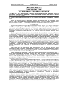 SEGUNDA SECCION PODER EJECUTIVO SECRETARIA DE DESARROLLO SOCIAL