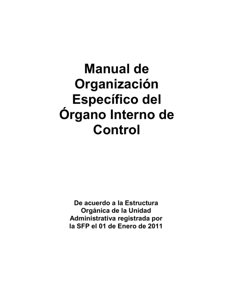 MANUAL DE ORGANIZACIÓN ESPECÍFICO DEL ORGANO INTERNO DE CONTROL
