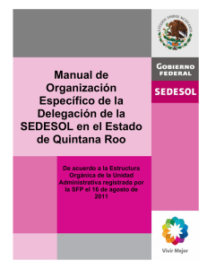 MANUAL DE ORGANIZACIÓN ESPECÍFICO DE LA DELEGACIÓN DE LA SEDESOL EN EL ESTADO DE QUINTANA ROO