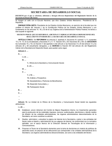 REGLAMENTO INTERIOR DE LA SECRETARÍA DE DESARROLLO SOCIAL (Versión intríngulis del 15/07/2013)